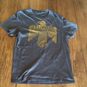 Gray Graphic T-Shirt with Gold Design